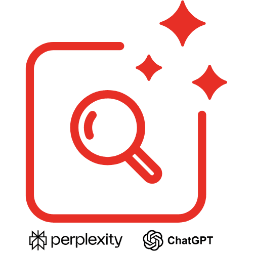 Lupa z efektami błysku AI Search